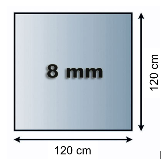 Valo Glasvorlegeplatte Quadrat 120 x 120 cm; glasklar; 8 mm; mit geschliffenen Kanten